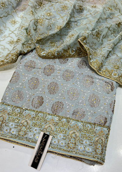 OP867 Light Green Unstitched Banarsi ...